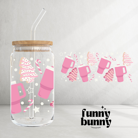 Pink Holiday Vibes - 16oz UVDTF Cup Wrap