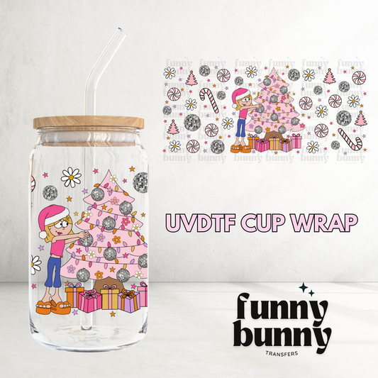 Pink Lizzie Tree - 16oz UVDTF Cup Wrap