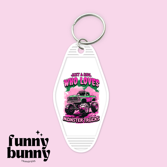 Pink Monster Trucks - Motel Keychain