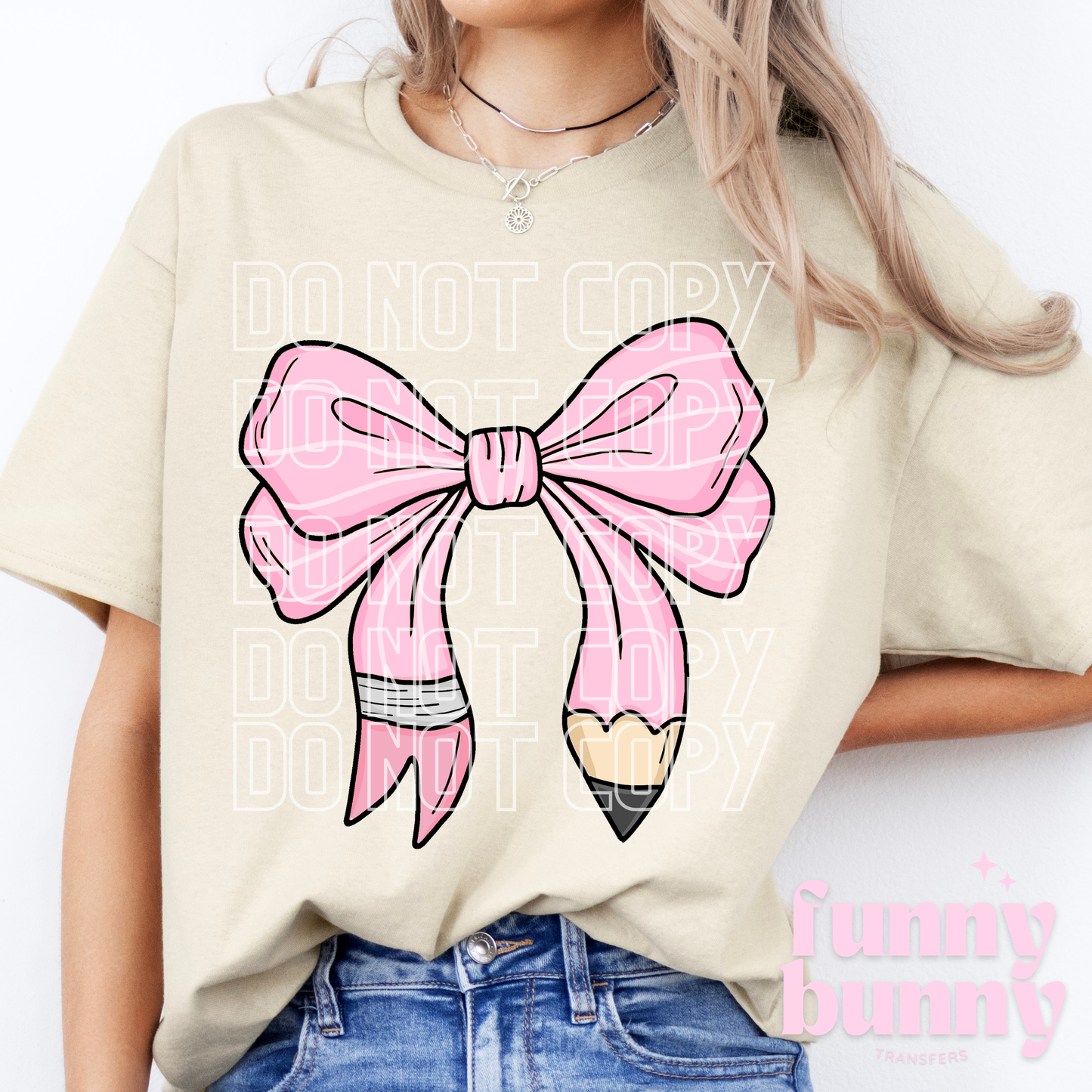 Pink Pencil Bow - DTF Transfer