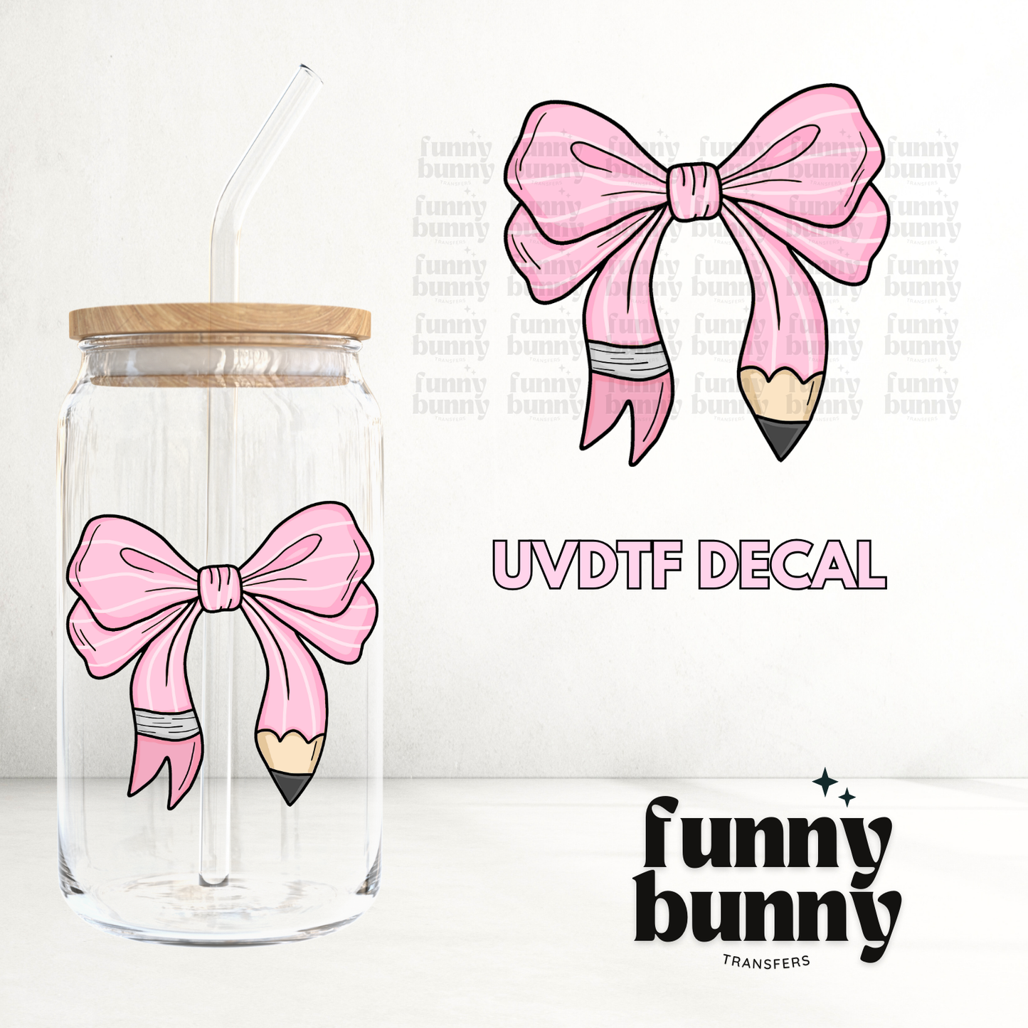 Pink Pencil Bow - UVDTF Decal