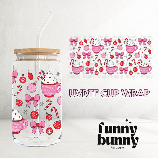 Pink Peppermint Hot Chocolate - 16oz UVDTF Cup Wrap