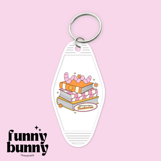 Pink Professional Bookworm  - Motel Keychain