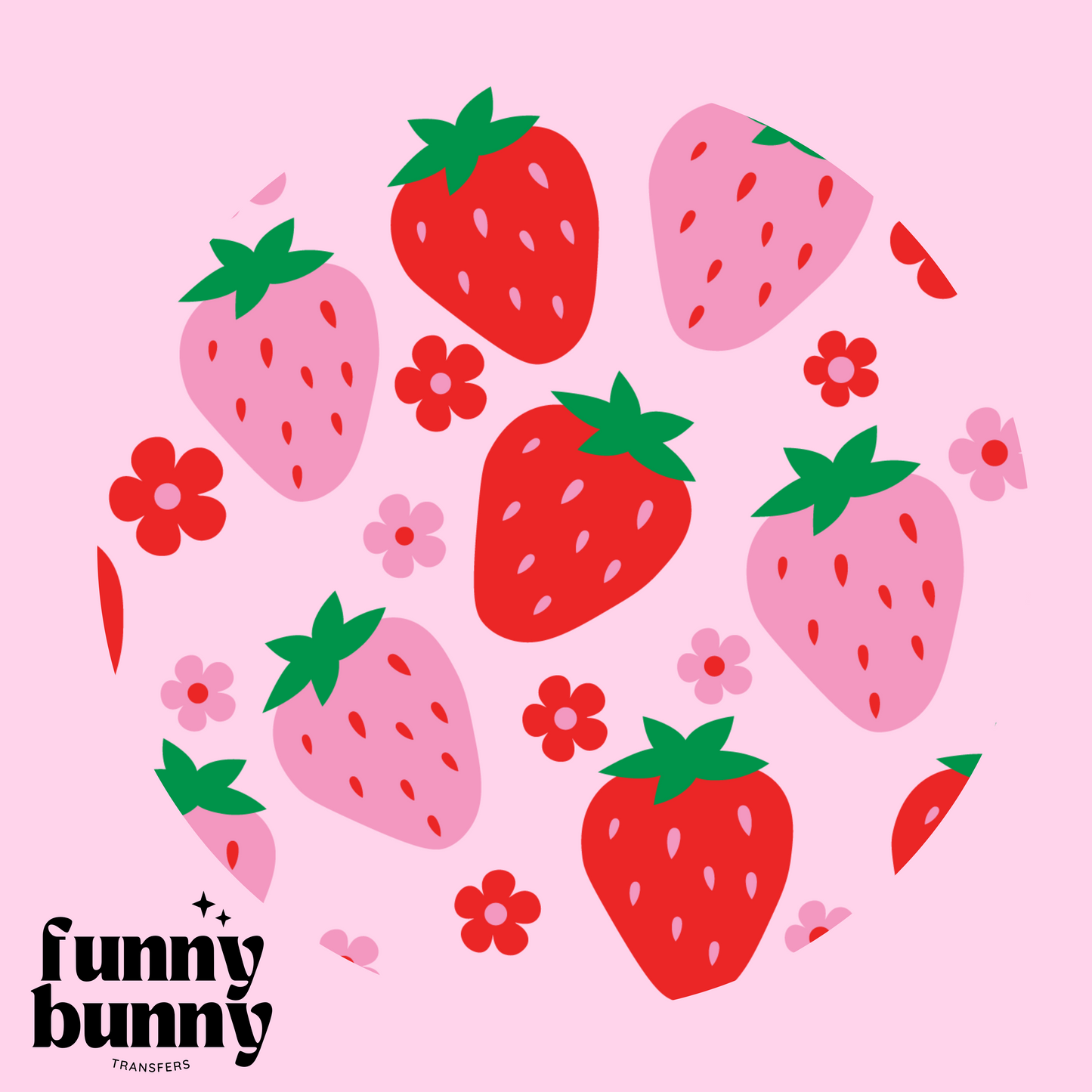 Pink & Red Strawberries - UVDTF Lid Decal