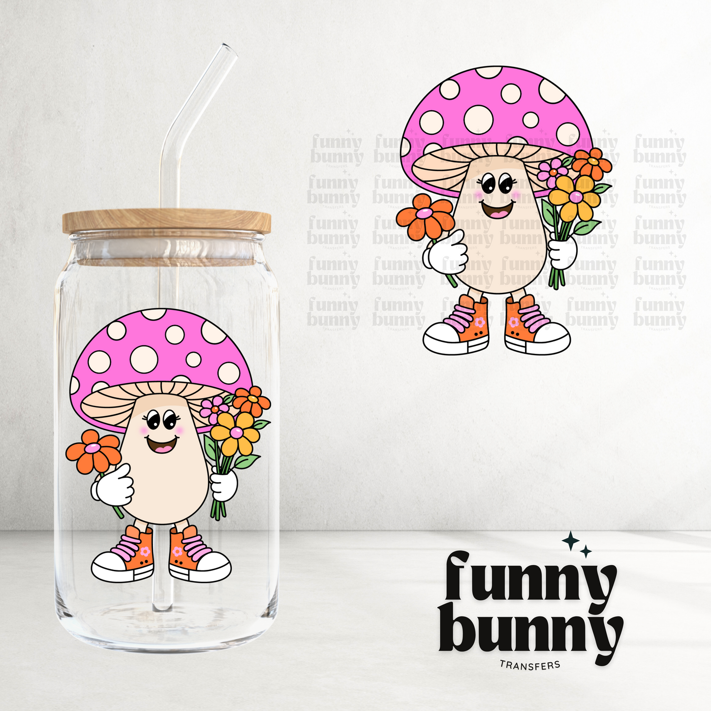 Pink Retro Mushie - UVDTF Decal