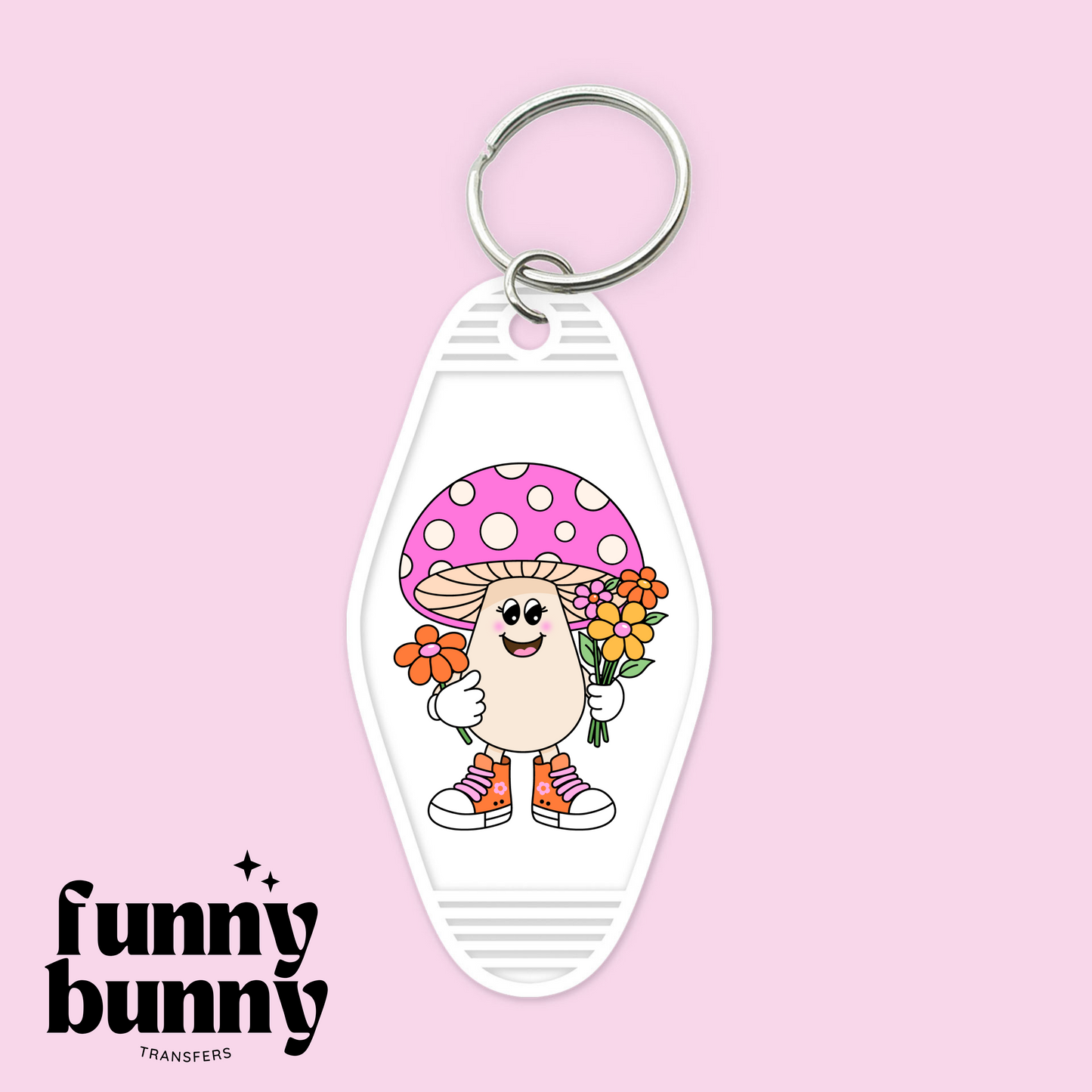 Pink Retro Mushies - Motel Keychain