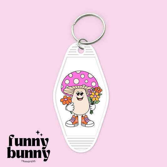 Pink Retro Mushies - Motel Keychain