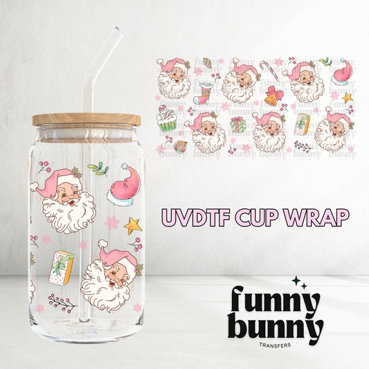 Pastel Pink Santa - 16oz UVDTF Cup Wrap