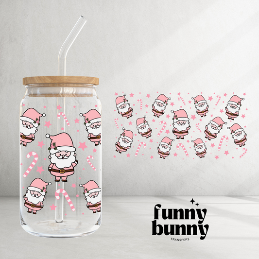 Pink Santa & Candy Canes - 16oz UVDTF Cup Wrap
