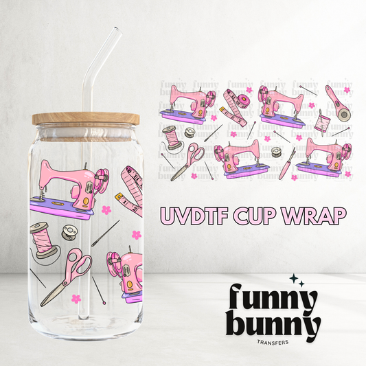 Pink Sewing Machines - 16oz UVDTF Cup Wrap
