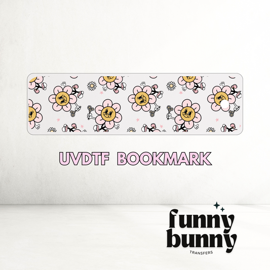 Pink Smiley Flowers - UVDTF Bookmark Decal