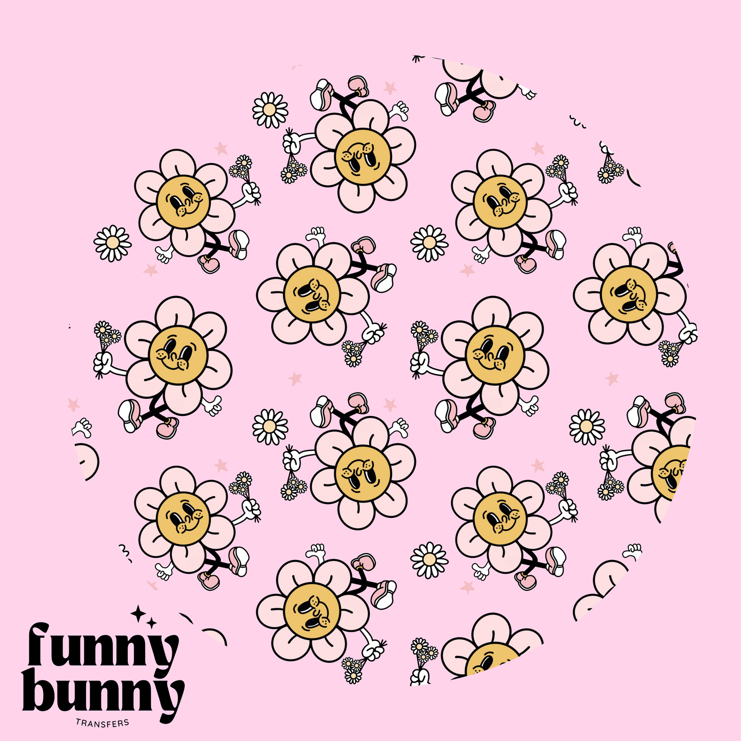 Pink Smiley Flowers - UVDTF Lid Decal