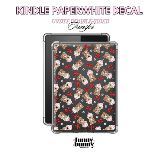 Pink Starbies Bear Latte - Kindle Decal