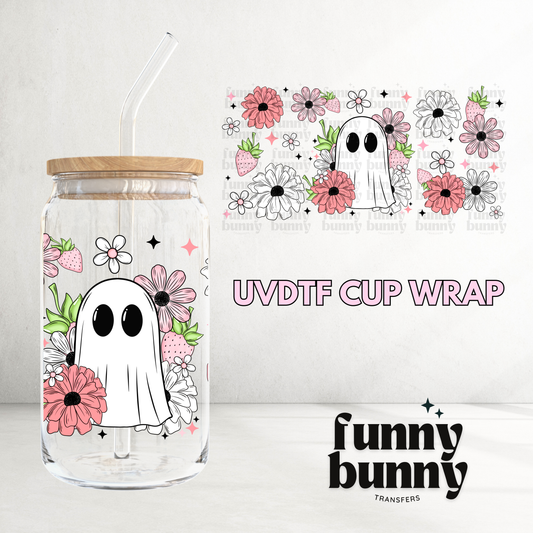 Pink Strawberry Ghosts - 16oz UVDTF Cup Wrap