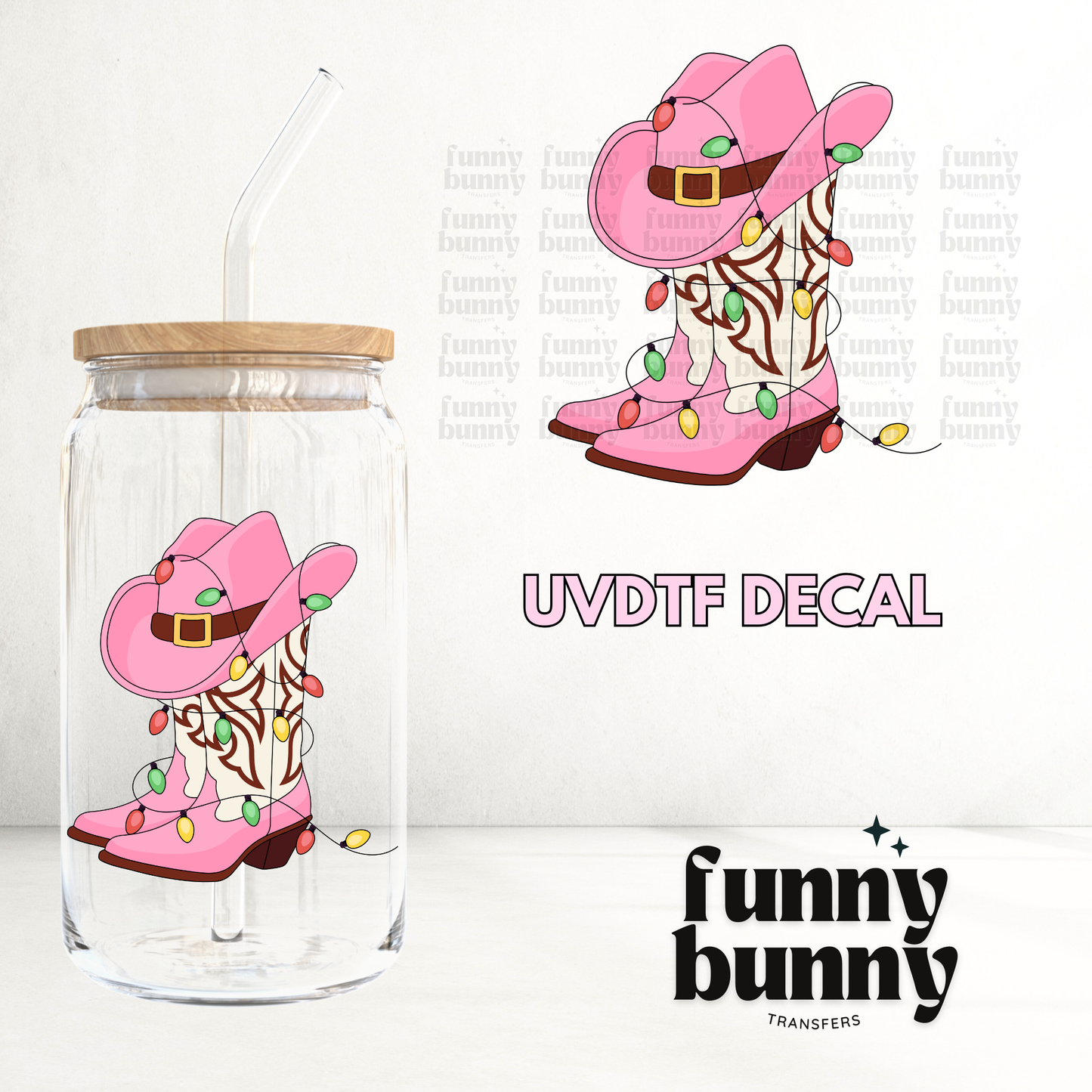 Pink Xmas Boots - UVDTF Decal