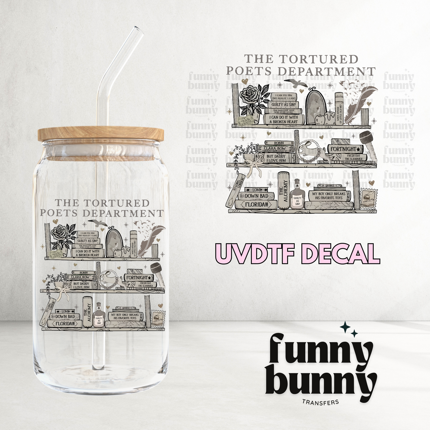 Poetry Bookshelf - UVDTF Decal