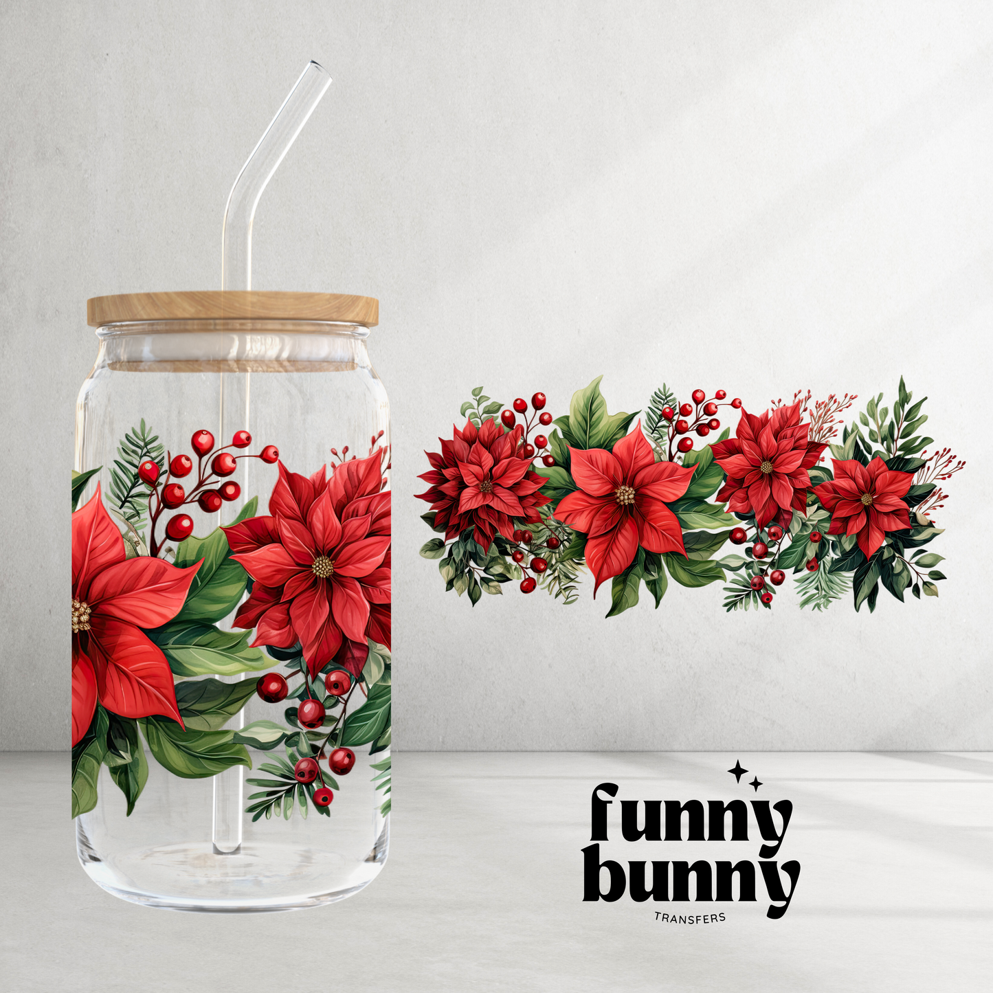 Poinsettias - 16oz UVDTF Cup Wrap