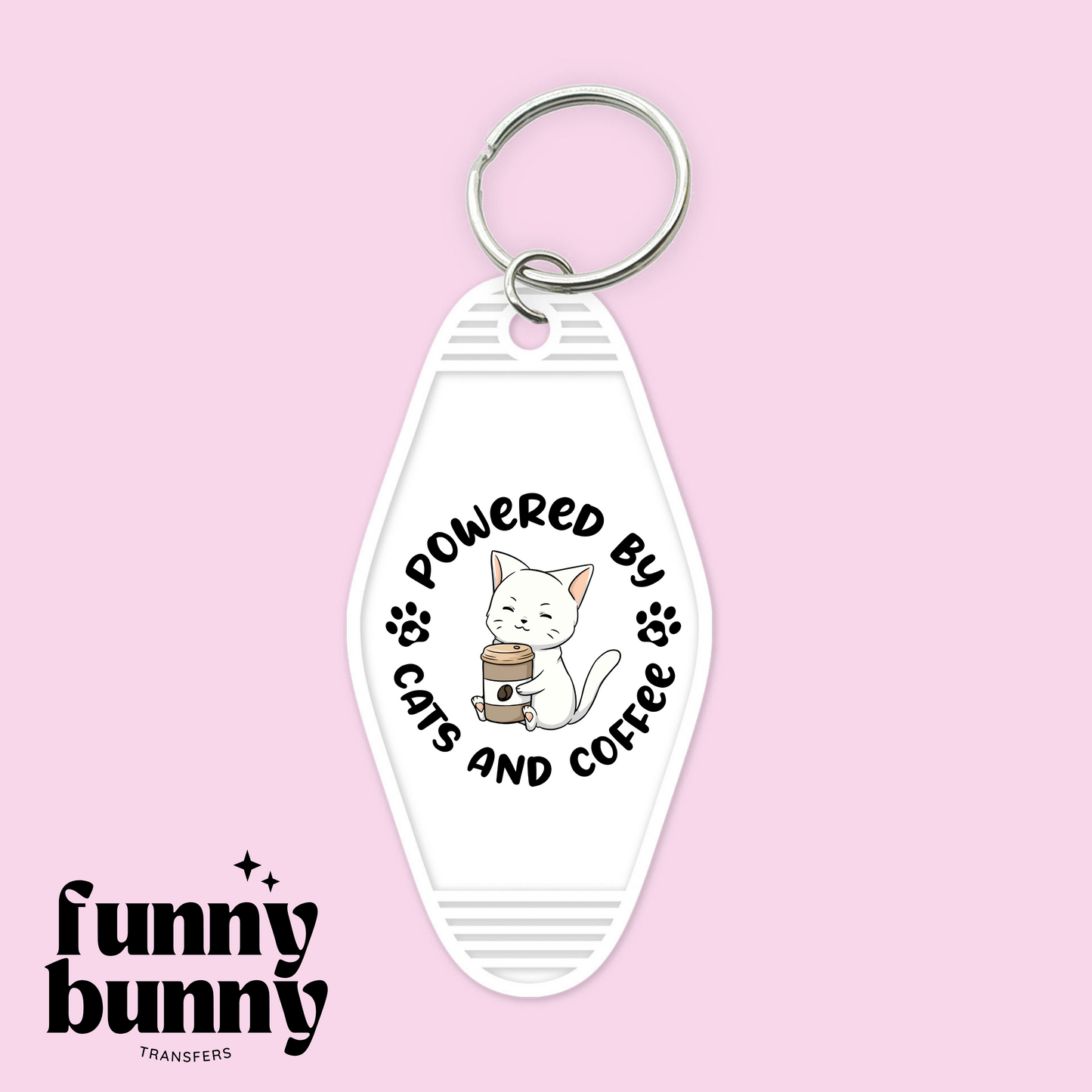 Powered By Cats And Coffee - Motel Keychain