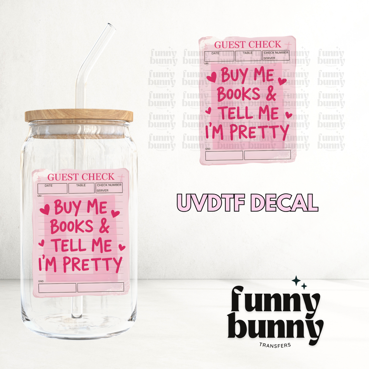 Pretty Guest Check - UVDTF Decal