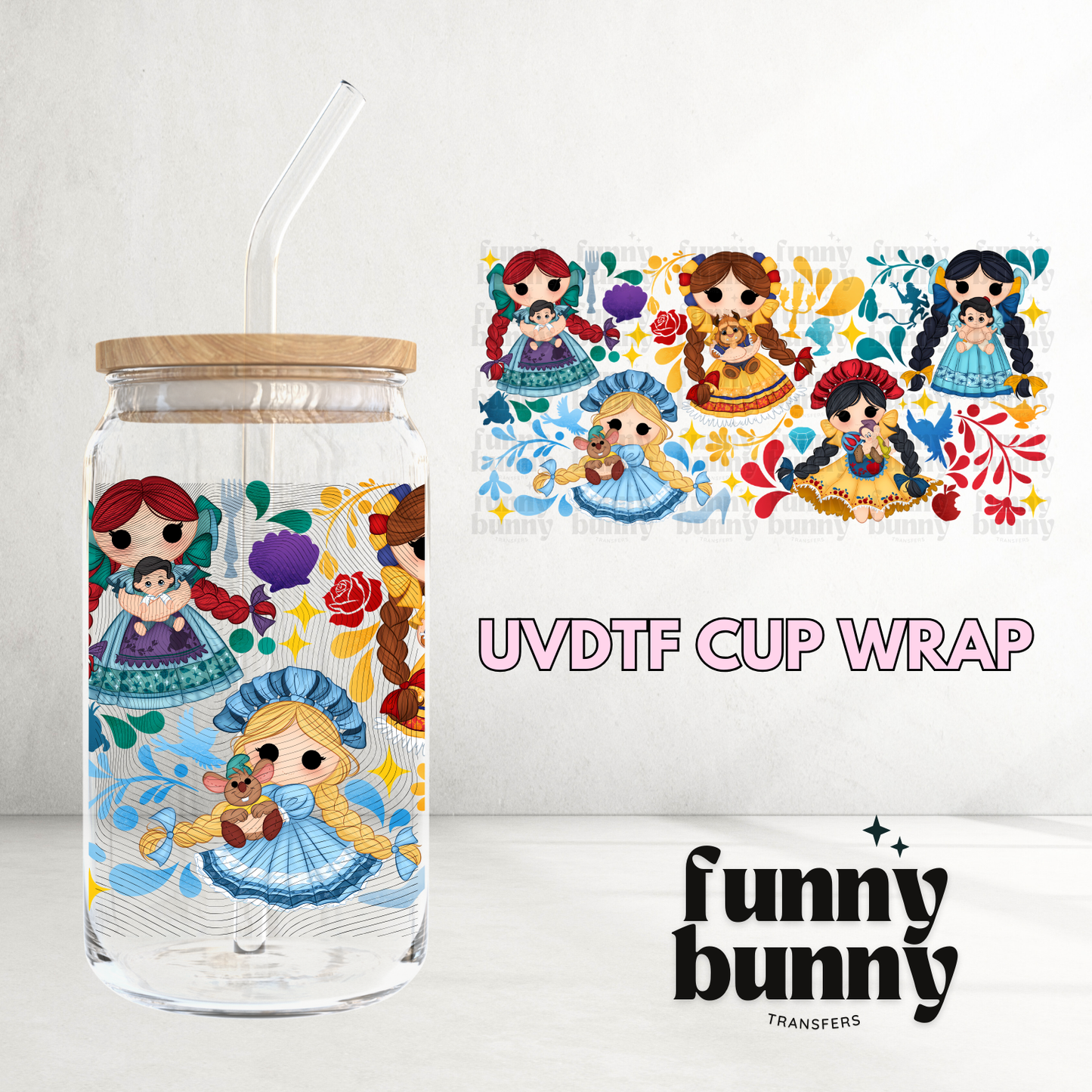 Princess Rag Dolls - 16oz UVDTF Cup Wrap