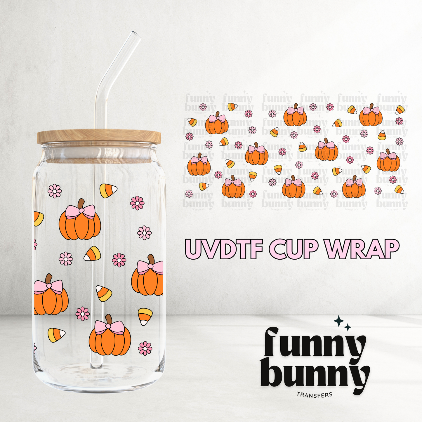 Pumpkin Candy Corn 2.0 - 16oz UVDTF Cup Wrap