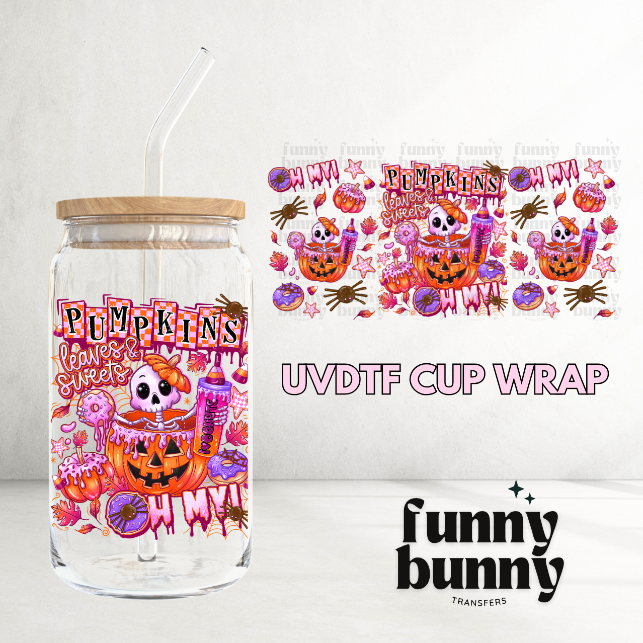 Pumpkin Donuts - 16oz UVDTF Cup Wrap