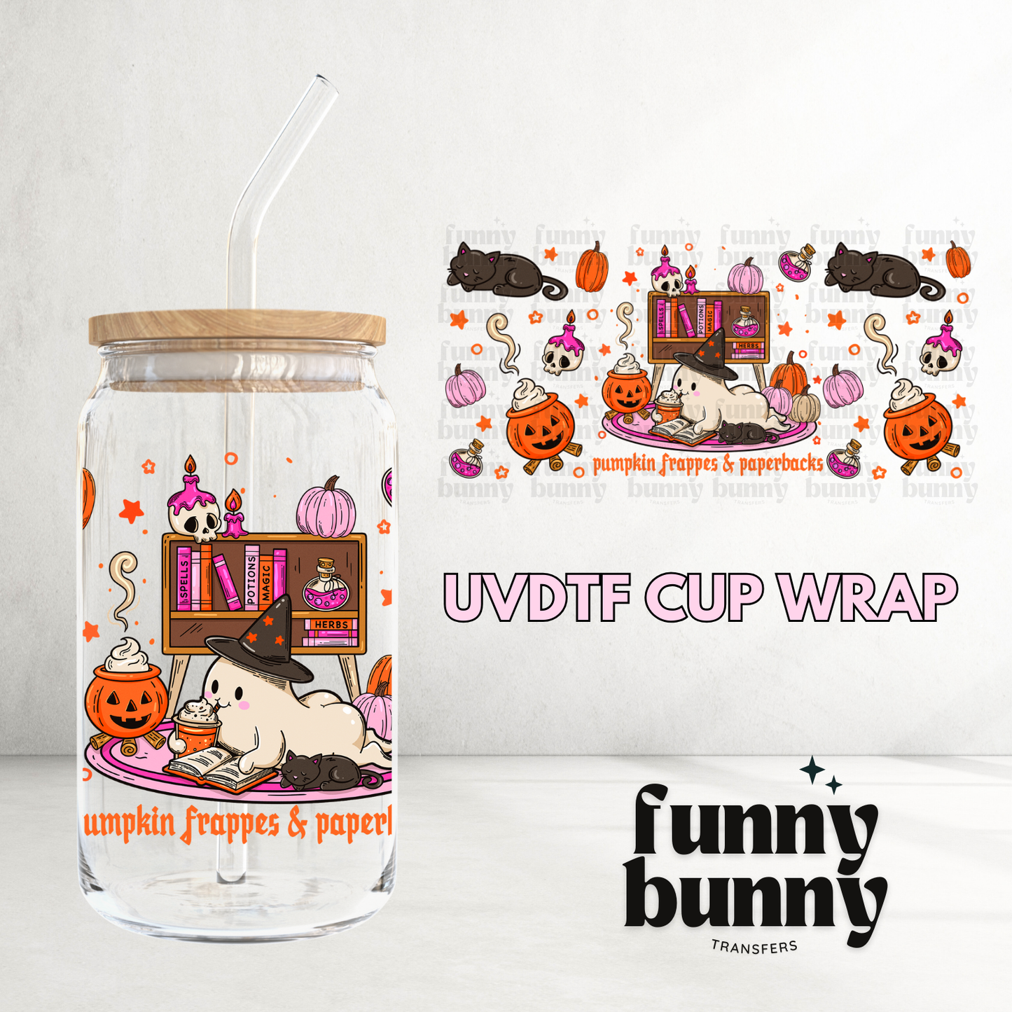 Pumpkin Ghostie - 16oz UVDTF Cup Wrap