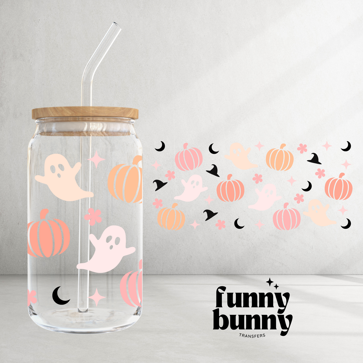 Pumpkin Ghost - 16oz UVDTF Cup Wrap