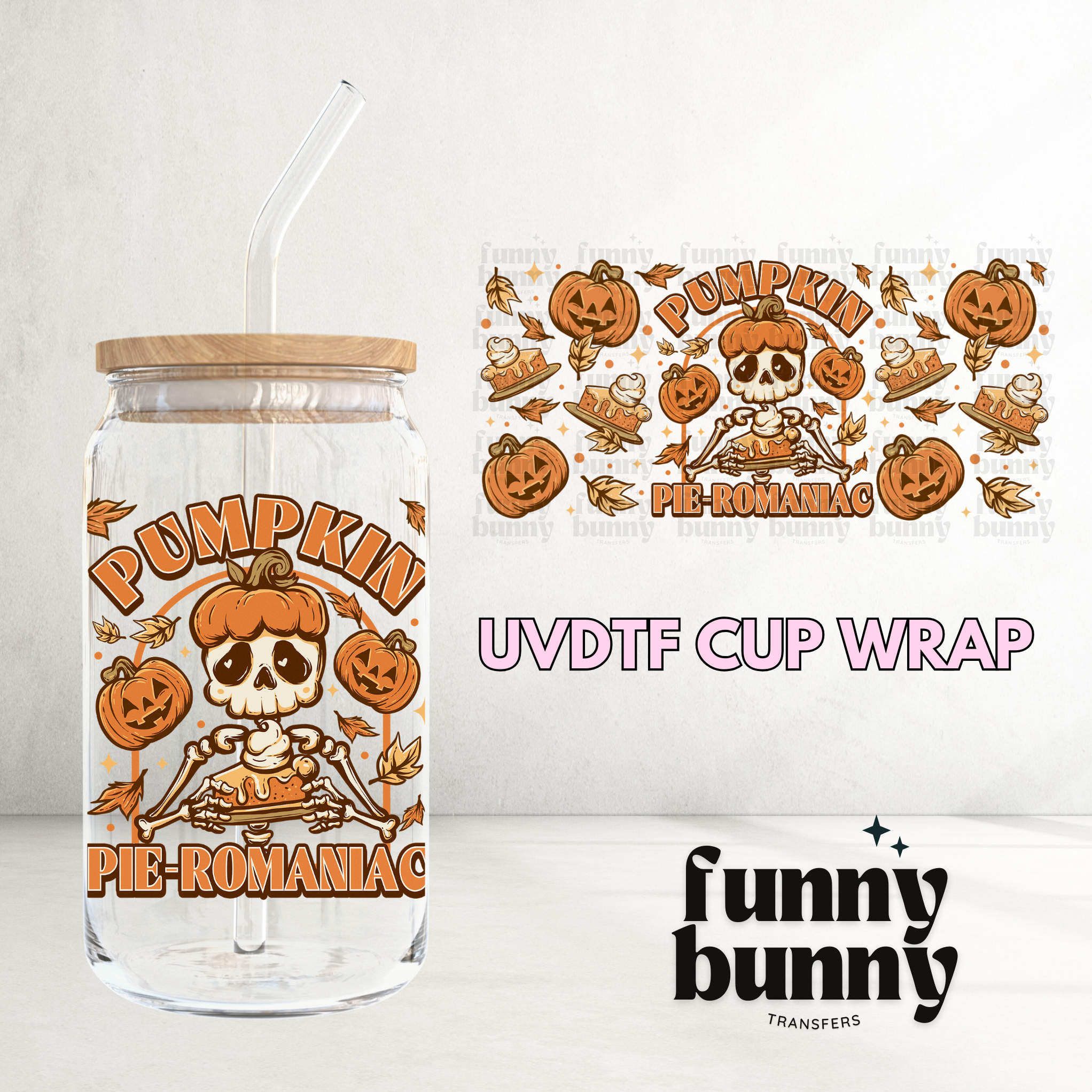 Pumpkin Pie Romance - 16oz UVDTF Cup Wrap – Funny Bunny Transfers