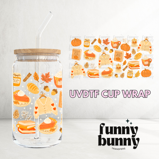 Pumpkin Pie & Books - 16oz UVDTF Cup Wrap