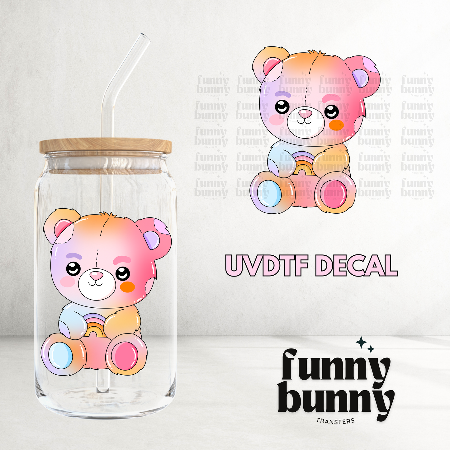 Rainbow Bear - UVDTF Decal