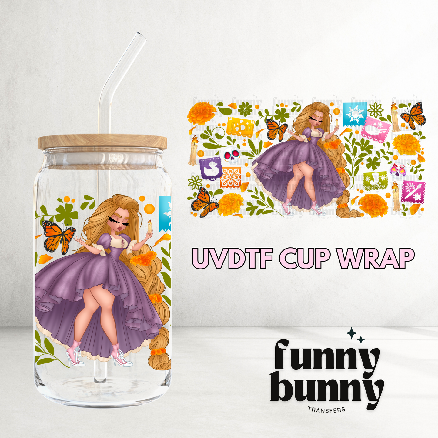 Rapnzl Catrina- 16oz UVDTF Cup Wrap
