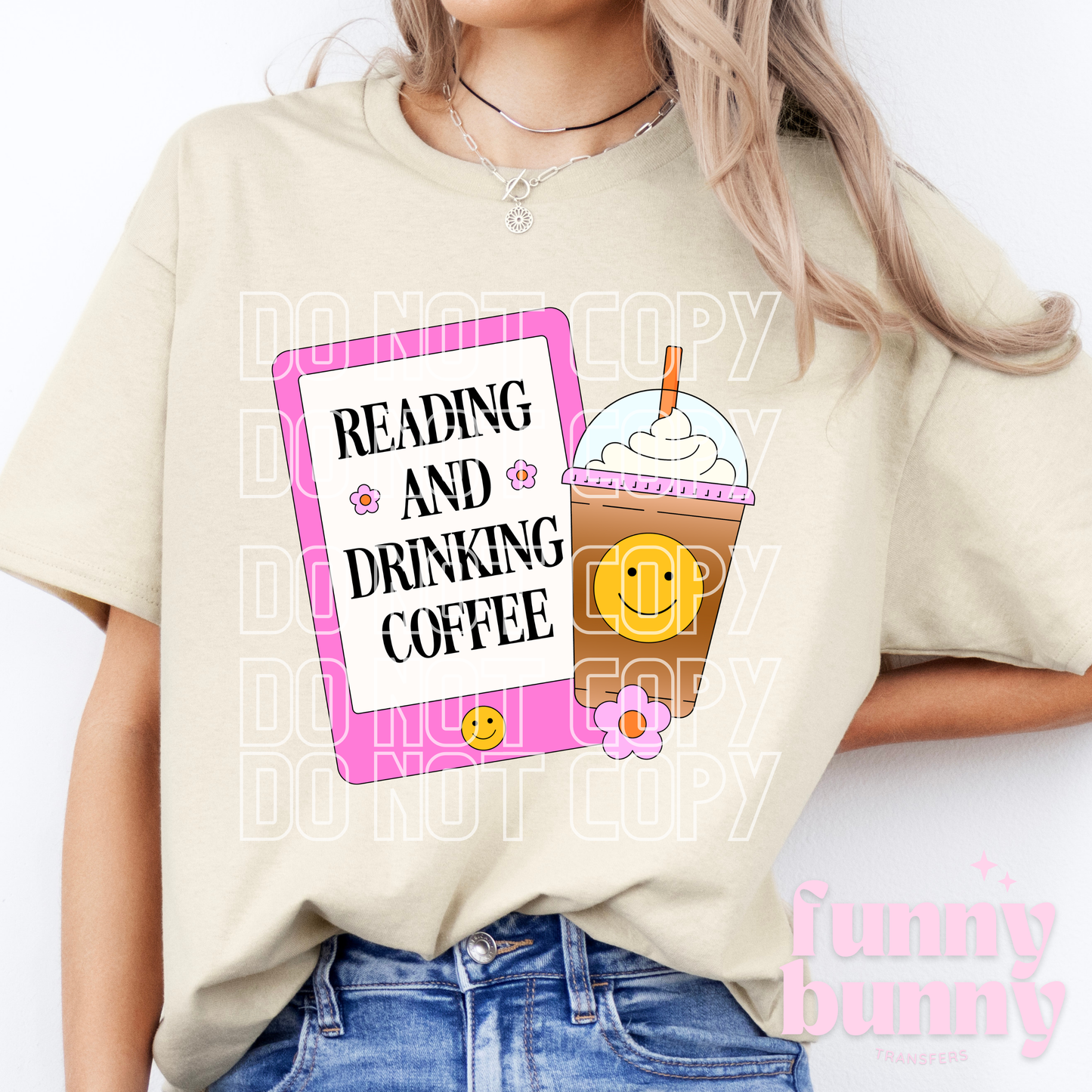 Reading And Drinking Coffee  - DTF Transfer