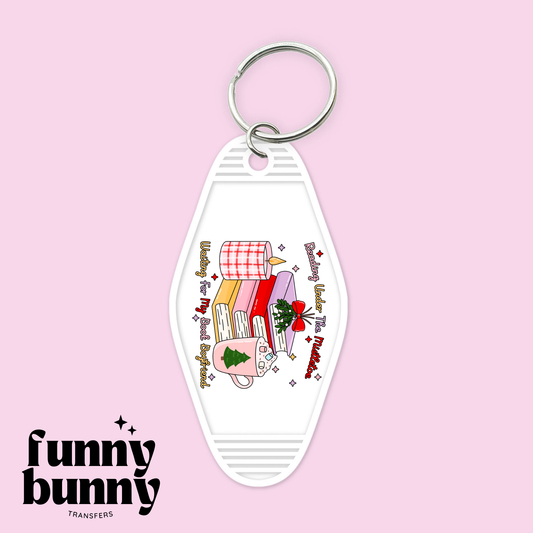 Reading Under The Mistletoe - Motel Keychain