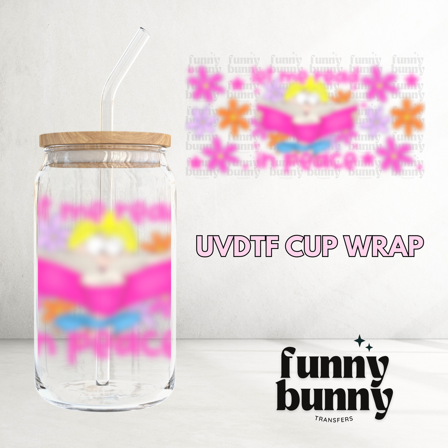 Reading in Peace Pink - 16oz UVDTF Cup Wrap