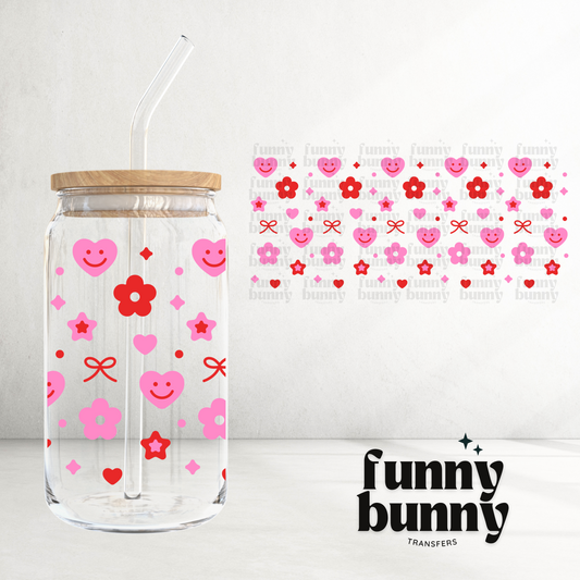 Red Bows Pink Hearts - 16oz UVDTF Cup Wrap