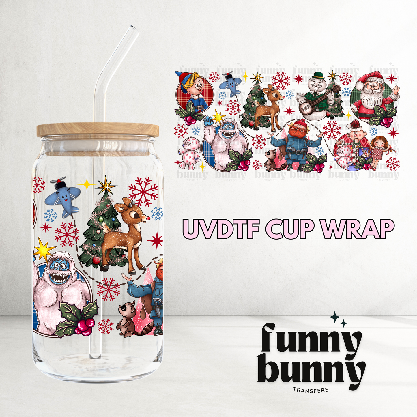 Reindeer - 16oz UVDTF Cup Wrap