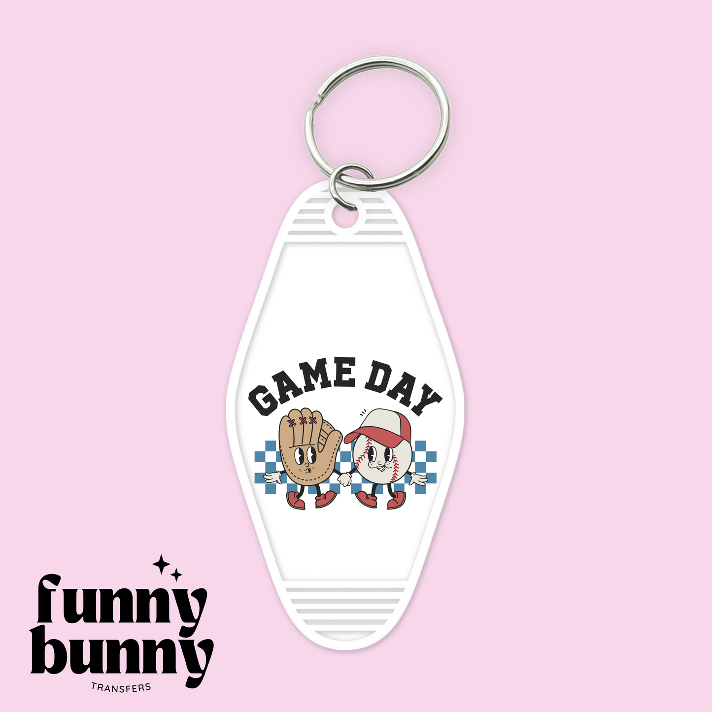 Retro Baseball Game Day - Motel Keychain