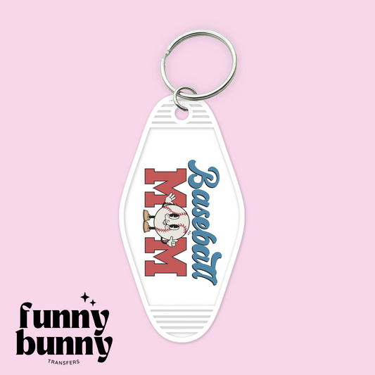 Retro Baseball Mom  - Motel Keychain