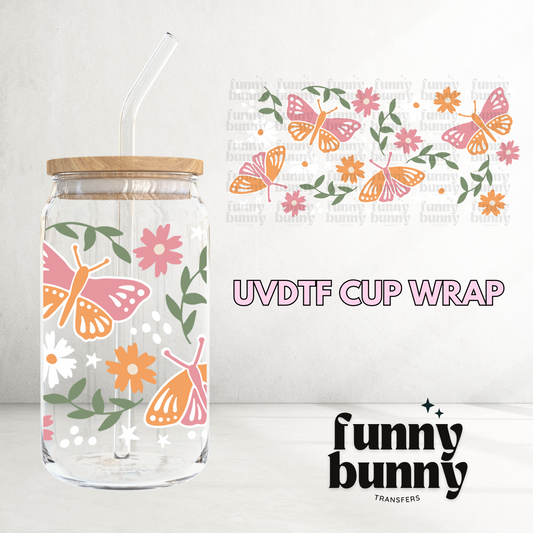 Retro Boho Butterflies - 16oz UVDTF Cup Wrap