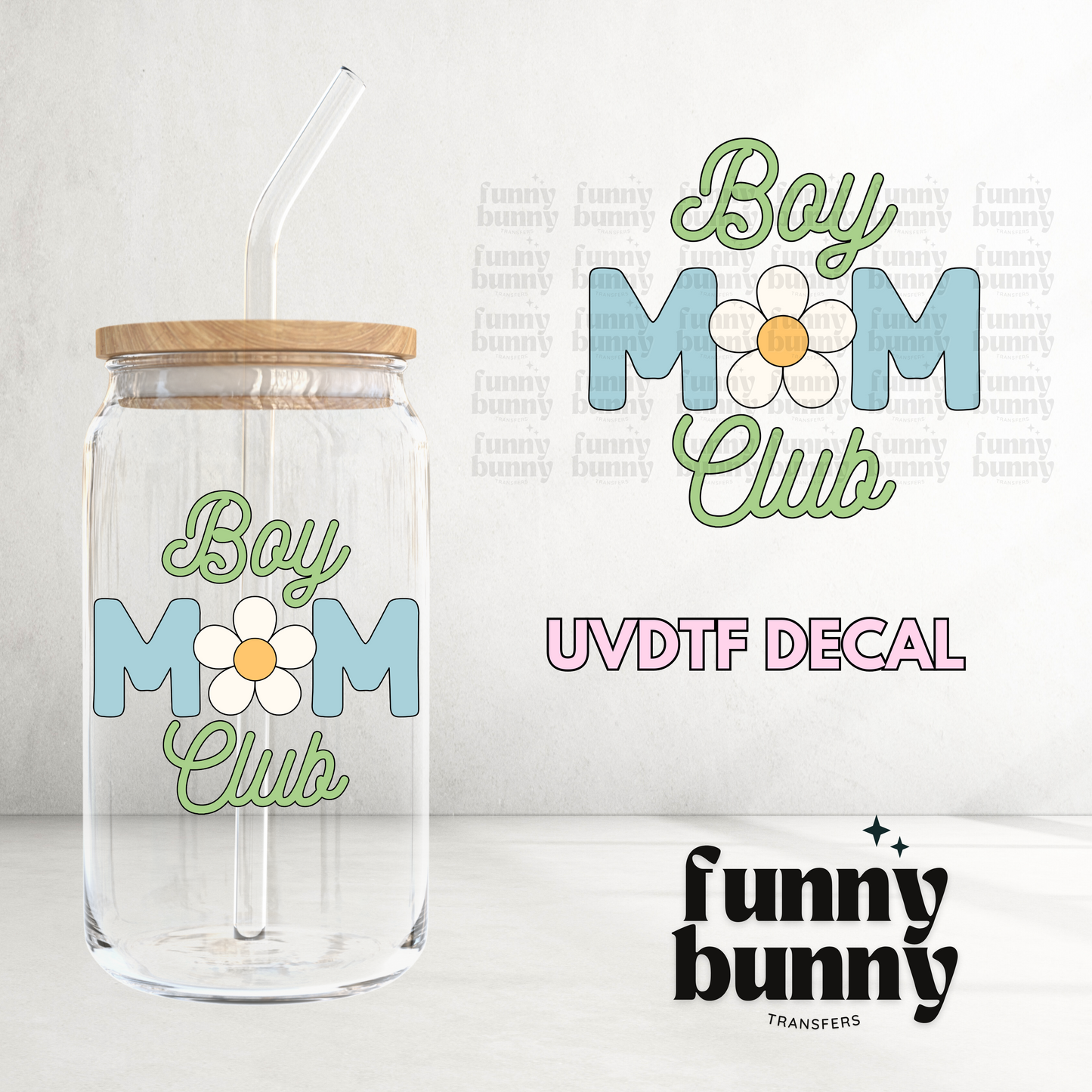 Retro Boy Mom Club - UVDTF Decal