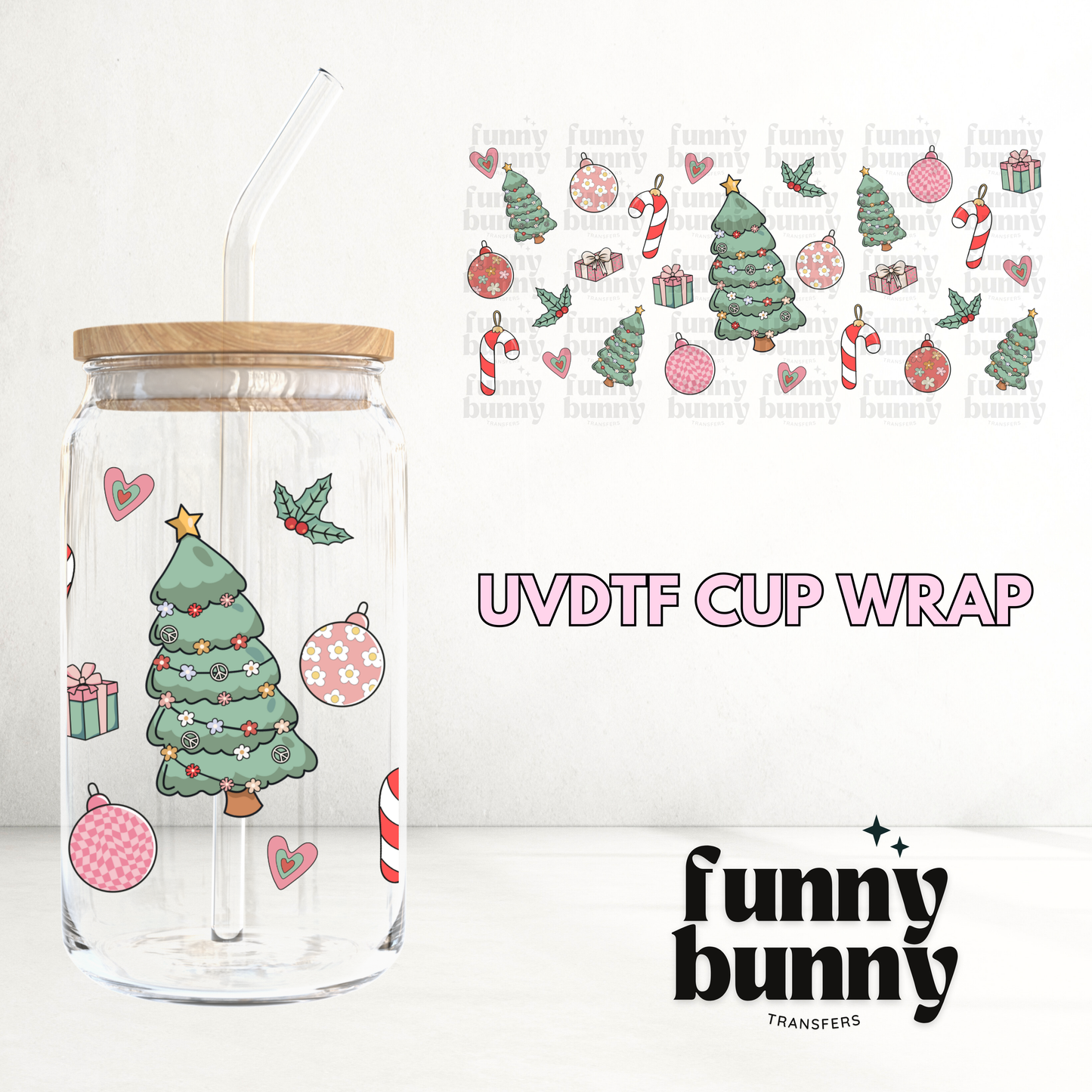 Retro Christmas Essentials - 16oz UVDTF Cup Wrap