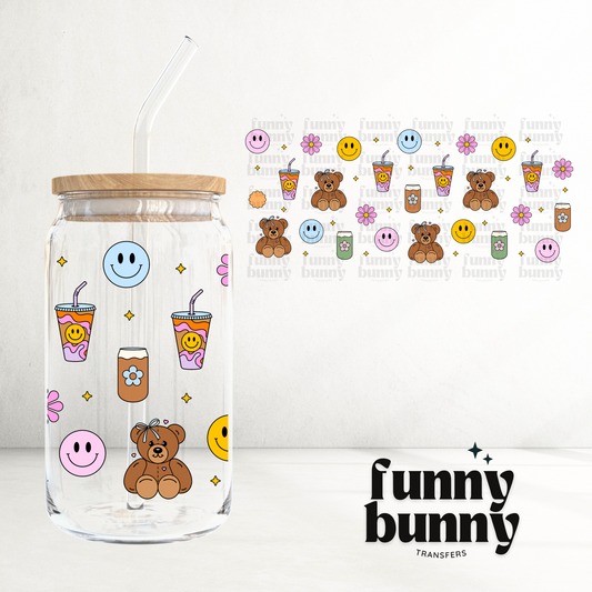 Retro Coffee Smiley - 16oz UVDTF Cup Wrap