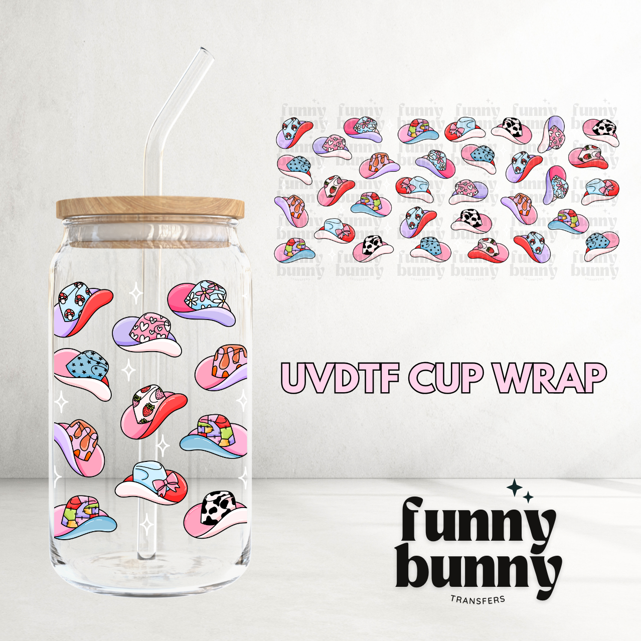 Cowgirl Hats - 16oz UVDTF Cup Wrap