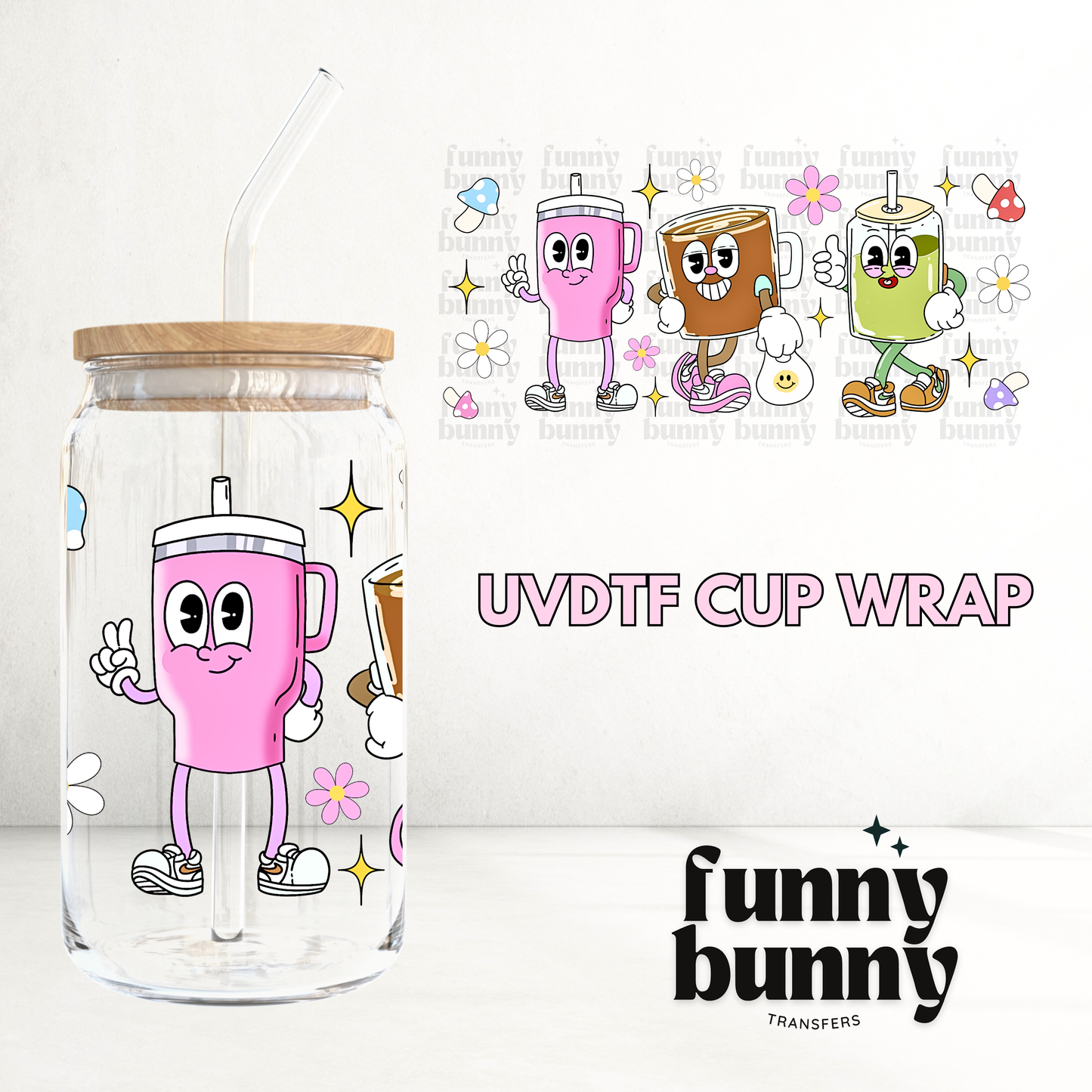 Retro Cup Gang - 16oz UVDTF Cup Wrap