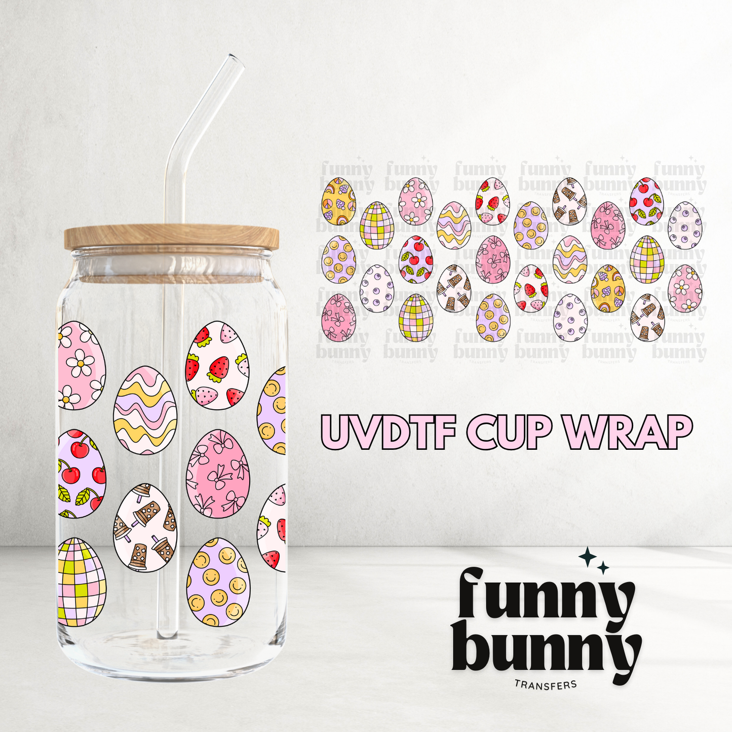 Retro Easter Eggs - 16oz UVDTF Cup Wrap