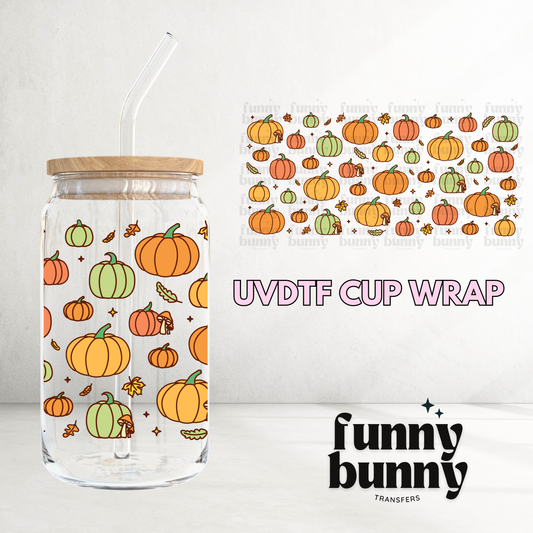 Retro Fall Pumpkins  - 16oz UVDTF Cup Wrap