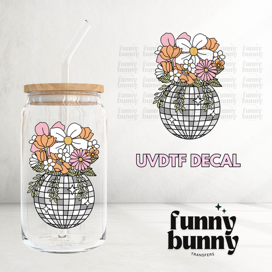 Retro Floral Disco Vase - UVDTF Decal