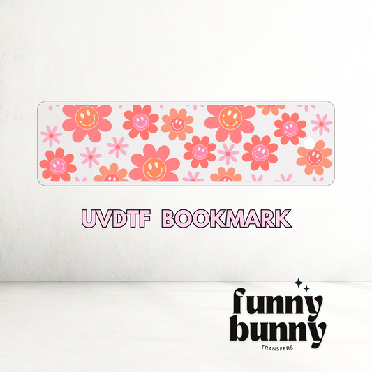 Retro Floral Smiley - UVDTF Bookmark Decal