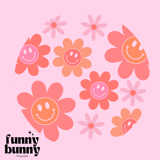 Retro Floral Smiley - UVDTF Lid Decal